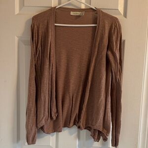 Costa Blanca Open-Front Lightweight Cardigan in Mauve Brown